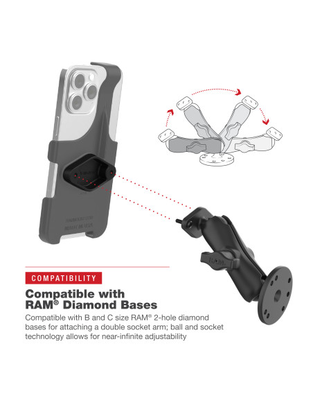 RAM® Form-Fit Holder for iPhone 13 Pro, 14, 14 Pro, 15 & 16 with Ball