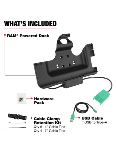 RAM® Power & Dual USB Data Dock for Tab Active5 Pro & 4 Pro
