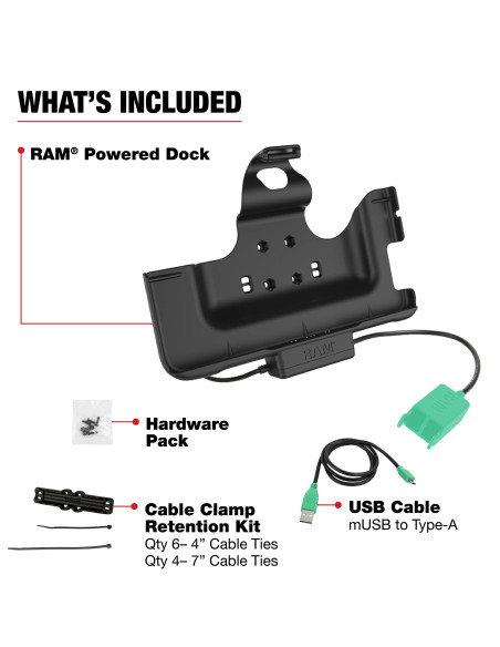RAM® Power & Dual USB Data Dock for Tab Active5 Pro & 4 Pro