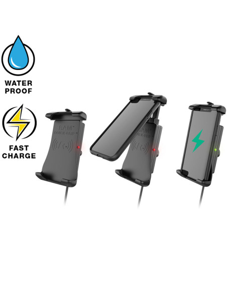 RAM® Quick-GripT 15W Waterproof Wireless Charging Holder with Charger