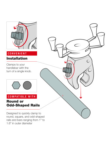 RAM® X-Grip® Phone Mount with Low-Profile Medium Tough-ClawT