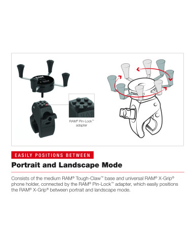 RAM® X-Grip® Phone Mount with Low-Profile Medium Tough-ClawT