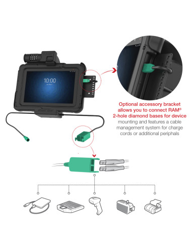 GDS® Combo Locking Power + Dual USB Dock for Zebra ET5x 8.3" & 8.4"