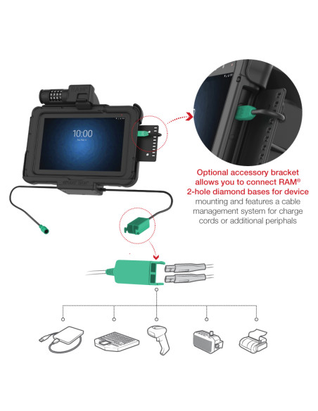 GDS® Combo Locking Power + Dual USB Dock for Zebra ET5x 8.3" & 8.4"