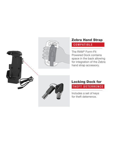 RAM® Key-Locking Form-Fit Powered Dock for Zebra TC73 & TC78 RAM® Key-Locking Form-Fit Powered Dock for Zebra TC73 & TC78