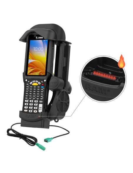 RAM® Powered Dock + Single USB-A for Zebra MC9400 & MC9300 - Heated Pins RAM® Powered Dock + Single USB-A for Zebra MC9400 & MC9300 - Heated Pins