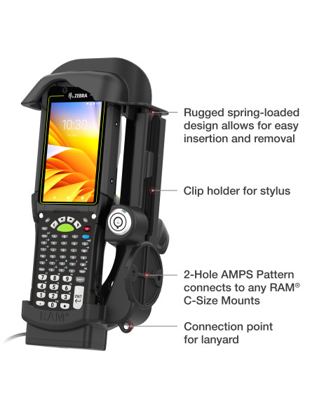 RAM® Locking Powered Dock for Zebra MC9400 & MC9300 - Heated Pins RAM® Locking Powered Dock for Zebra MC9400 & MC9300 - Heated Pins