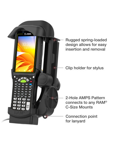 RAM® Powered Dock for Zebra MC9400 & MC9300 - Heated Pins