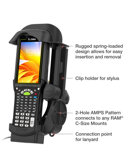 RAM® Powered Dock for Zebra MC9400 & MC9300 - Heated Pins RAM® Powered Dock for Zebra MC9400 & MC9300 - Heated Pins