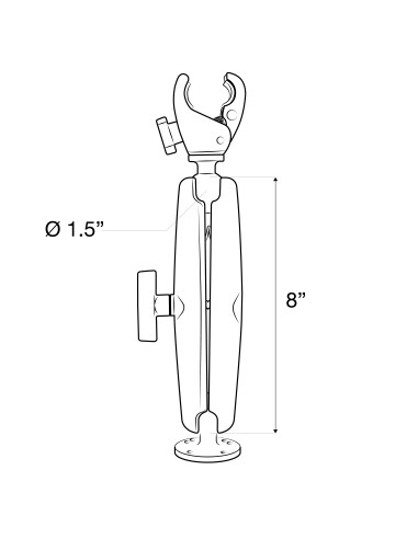 RAM® Trolling Motor Stabilizer - Tough-ClawT .625" - 1.14" Long Arm