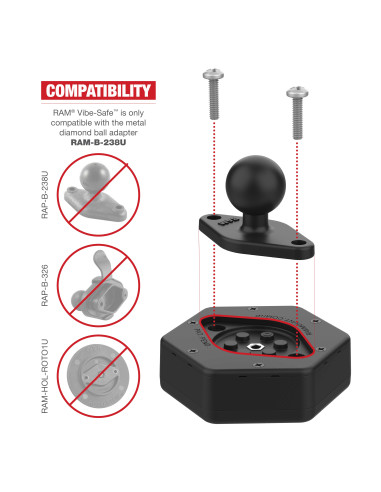 RAM® Vibe-SafeT with NPT Adapter for 2-Hole Holders
