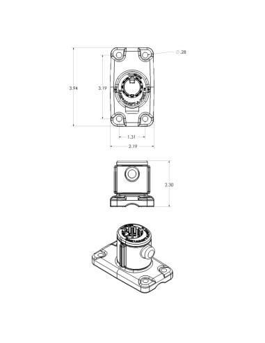 RAM® Universal Adapt-A-PostT 4-Hole Drill-Down Base