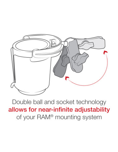 RAM® Level CupT 16oz Drink Holder with Double Socket Arm