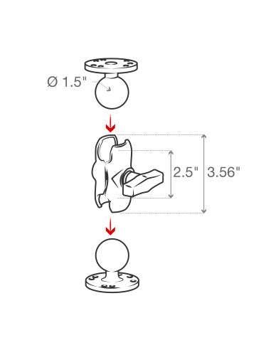 RAM® Double Socket Arm - C Size Short
