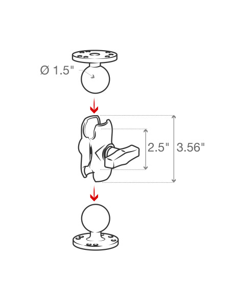RAM® Double Socket Arm - C Size Short