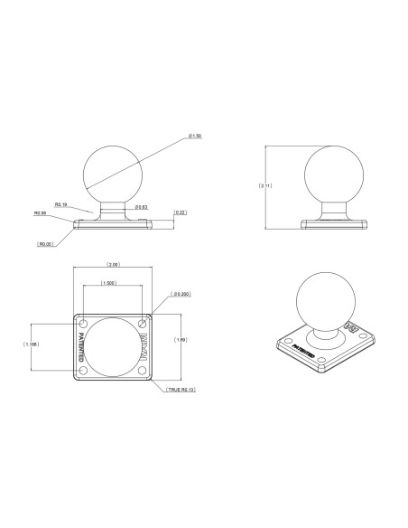 RAM® Ball Adapter with AMPS Plate - C Size RAM® Ball Adapter with AMPS Plate - C Size