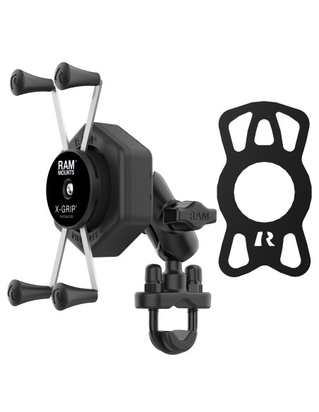 RAM® X-Grip® Large Phone Mount with Vibe-SafeT & U-Bolt Base - Short