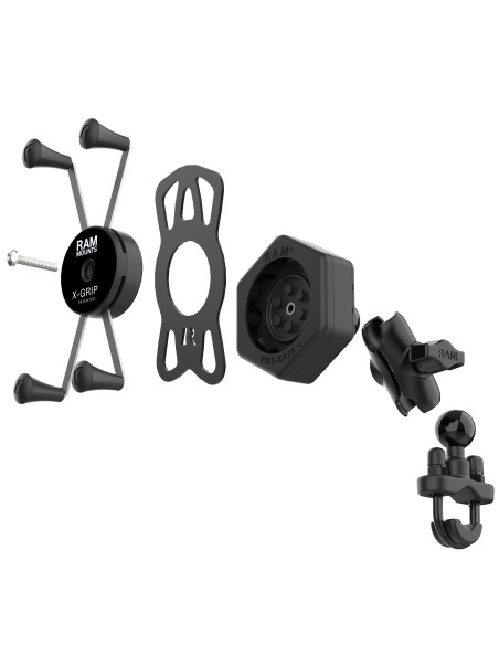 RAM® X-Grip® Large Phone Mount with Vibe-SafeT & U-Bolt Base - Short