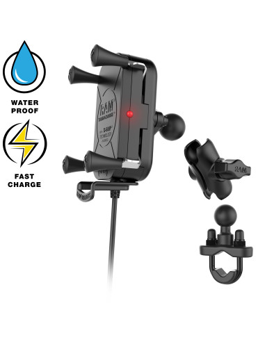 RAM® Tough-ChargeT 15W Waterproof Wireless Charging Motorcycle Mount