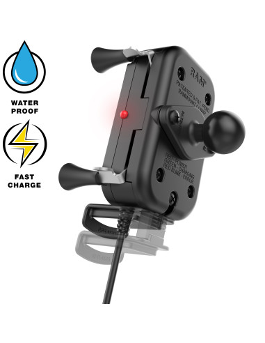 RAM® Tough-ChargeT 15W Waterproof Wireless Charging Motorcycle Mount