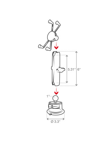 RAM® X-Grip® Large Phone Mount with Twist-LockT Suction Cup - Long