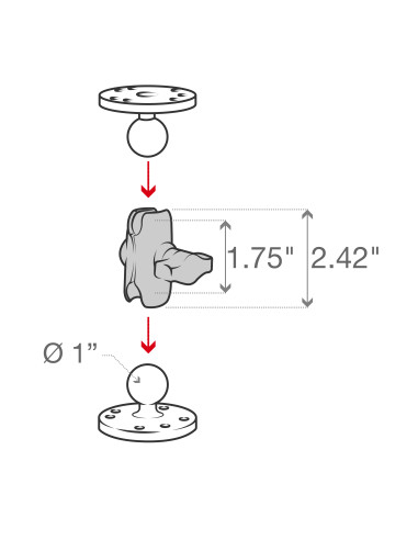 RAM® Double Socket Arm - B Size Short