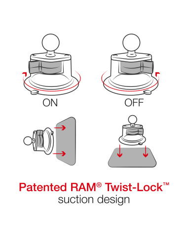 RAM® Twist-LockT Suction Cup Base with Ball