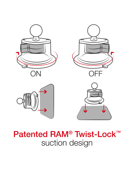 RAM® Twist-LockT Suction Cup Base with Ball