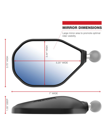 RAM® Tough-MirrorT Kit with M10-1.25 Bases - Long Arm