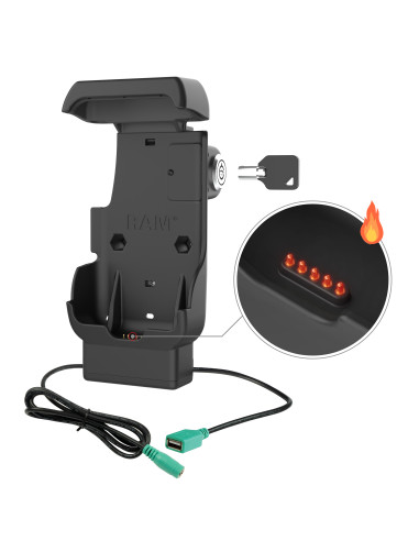 RAM® Locking Powered Dock + USB-A for Honeywell CT40/45/47 - Heated Pins