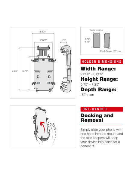 RAM® Quick-GripT XL Phone Mount with Low-Profile Tough-ClawT