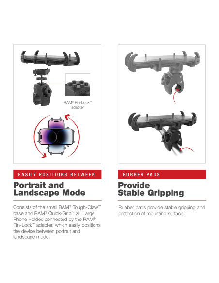 RAM® Quick-GripT XL Phone Mount with Low-Profile Tough-ClawT