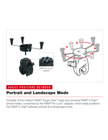 RAM® X-Grip® Large Phone Mount with Low-Profile Medium Tough-ClawT