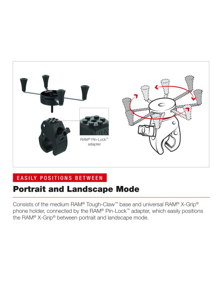 RAM® X-Grip® Large Phone Mount with Low-Profile Medium Tough-ClawT
