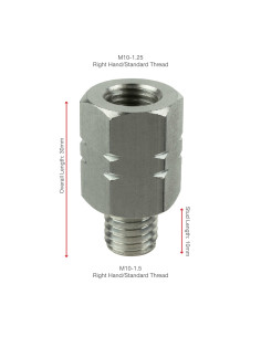 RAM® Female M10-1.25 to Male M10-1.5 Thread Adapter - 20mm Long 2