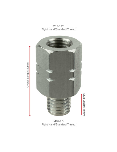 RAM® Female M10-1.25 to Male M10-1.5 Thread Adapter - 20mm Long