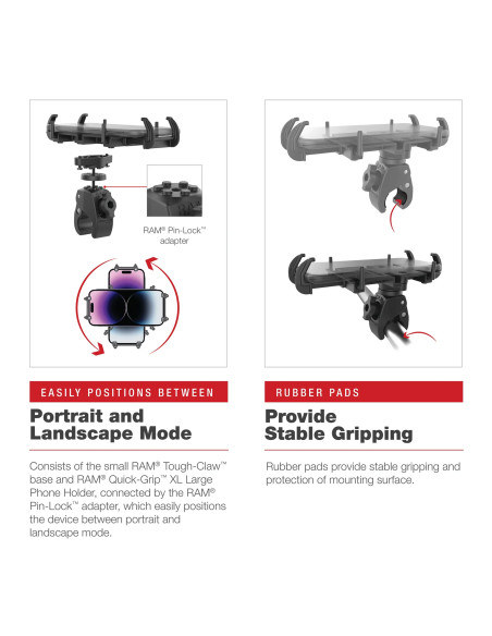 RAM® Low-Profile Tough-ClawT Small Clamp Mount