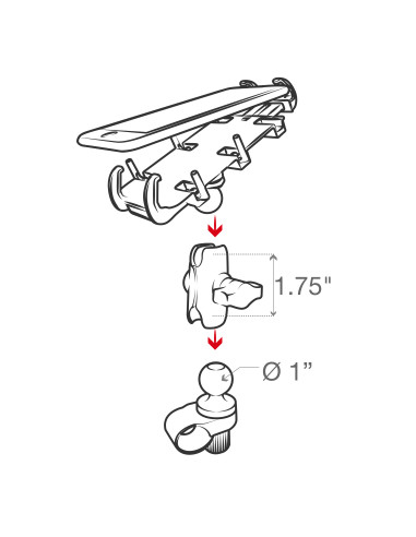 RAM® Quick-GripT Phone Mount with RAM® Tough-StrapT Handlebar Base