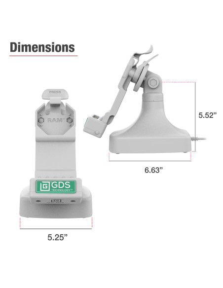 GDS® Uni-ConnT Tilt & Swivel Dock with USB-C - Gray GDS® Uni-ConnT Tilt & Swivel Dock with USB-C - Gray