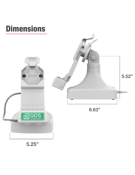 GDS® Uni-ConnT Tilt & Swivel Dock with PoE - Gray GDS® Uni-ConnT Tilt & Swivel Dock with PoE - Gray