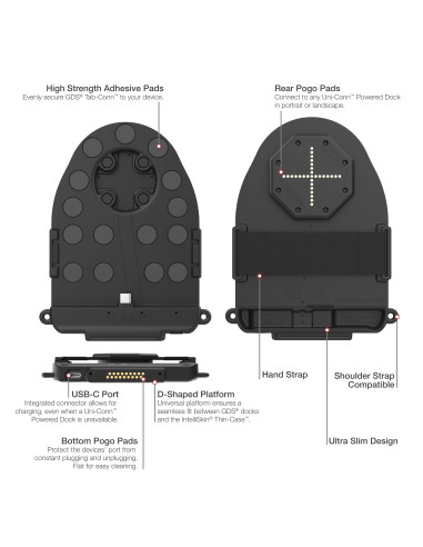 GDS® Tab-ConnT for Tablets Without Case (D Shape & Rear Pogo Pads)