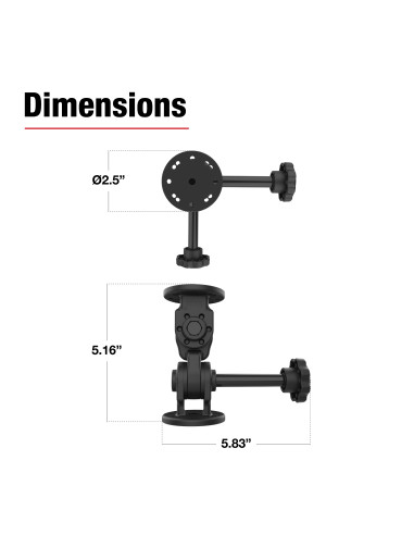 RAM® Dual 90-Degree Pivot Mount with Knob