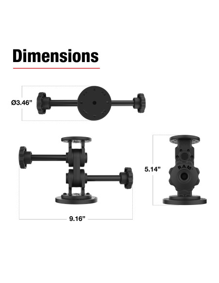 RAM® Dual Straight Pivot Magnetic Mount with Knob