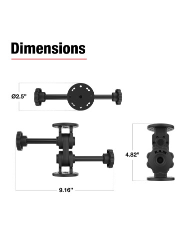 RAM® Dual Straight Pivot Mount with Knob