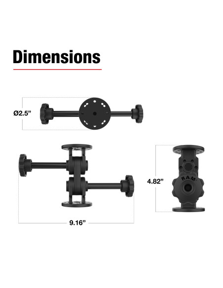 RAM® Dual Straight Pivot Mount with Knob