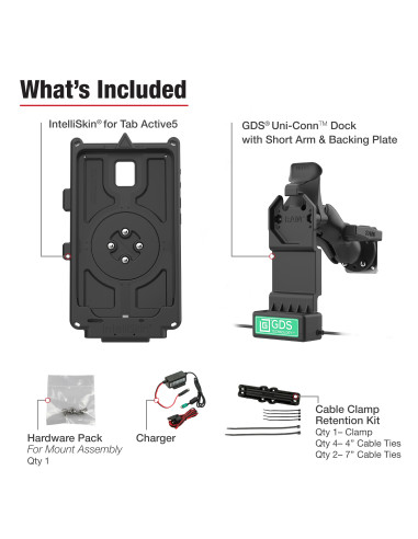 GDS® Uni-ConnT Vehicle Bundle + USB-C & USB-A for Samsung Tab Active5