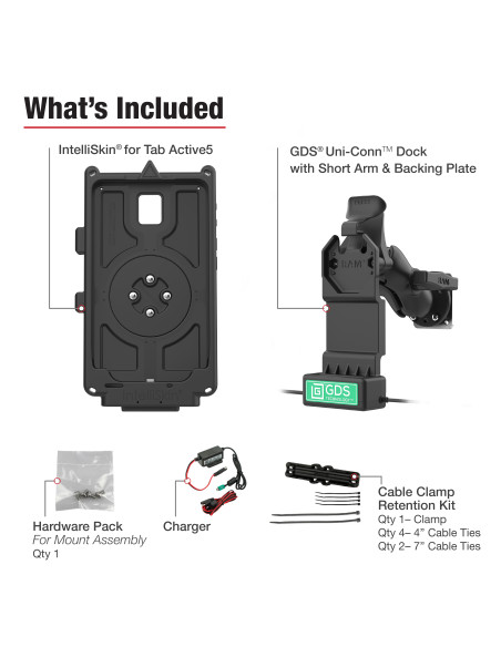 GDS® Uni-ConnT Vehicle Bundle + USB-C & USB-A for Samsung Tab Active5