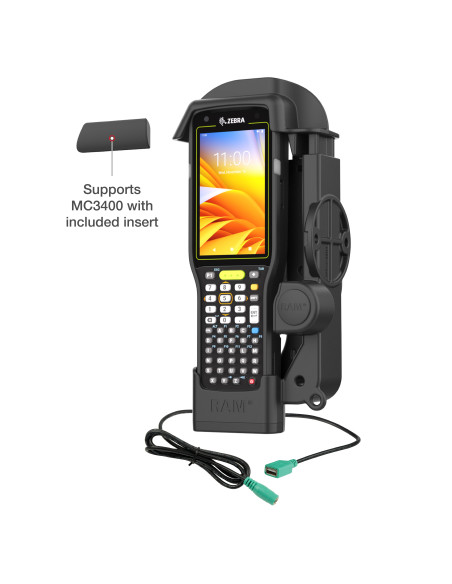 RAM® Powered Dock + Single USB-A for Zebra MC3300/3400/3450 RAM® Powered Dock + Single USB-A for Zebra MC3300/3400/3450