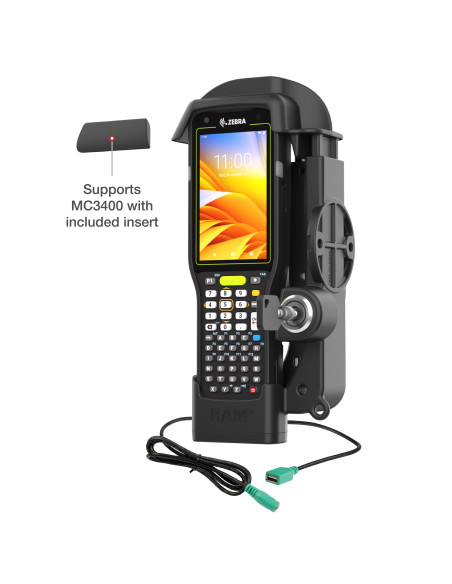 RAM® Locking Powered Dock + Single USB-A for Zebra MC3300/3400/3450 RAM® Locking Powered Dock + Single USB-A for Zebra MC3300/3400/3450