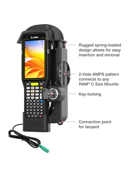 RAM® Locking Powered Dock for Zebra MC3300/3400/3450 RAM® Locking Powered Dock for Zebra MC3300/3400/3450